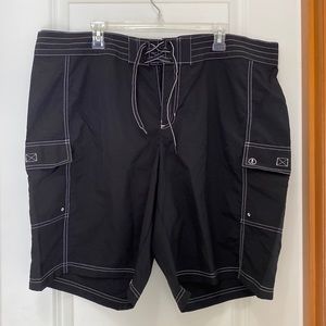 Woman’s Land’s End, board swim shorts, Size 20W, Black with White Stitching.